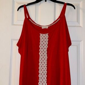 DEPT222 Red/Orange Spaghetti Strap/Cold Shoulder Top